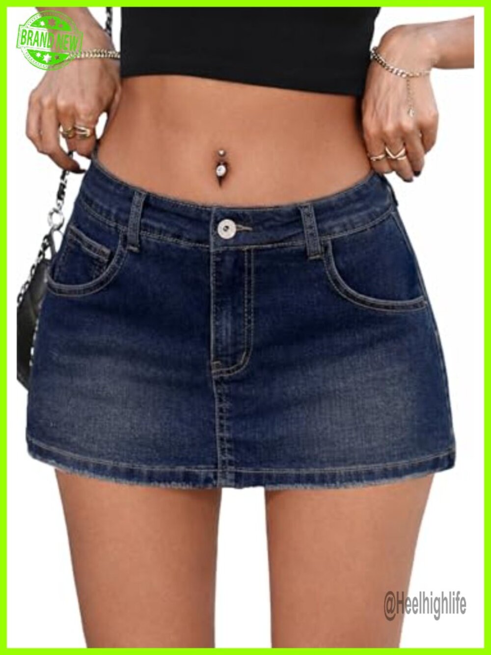 Women's Low Rise Stretch Denim Skort Mini Jean Skirt with Pockets Y2K Casual